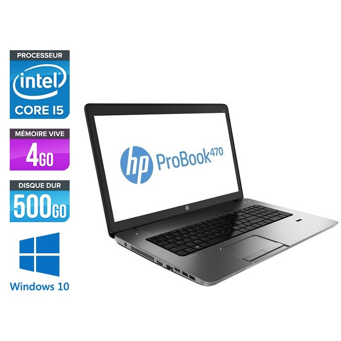 Pc portable reconditionné HP Probook 470 G1 - i5 - 4Go DDR3 - 500Go HDD