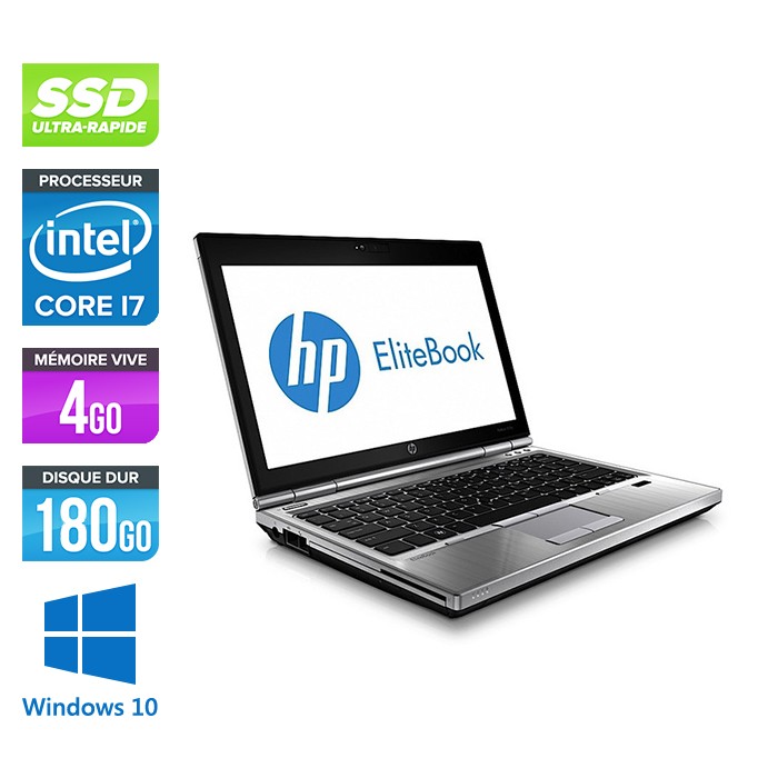 HP EliteBook 2570P - Core i7 - 4Go - 180Go SSD - Windows 10