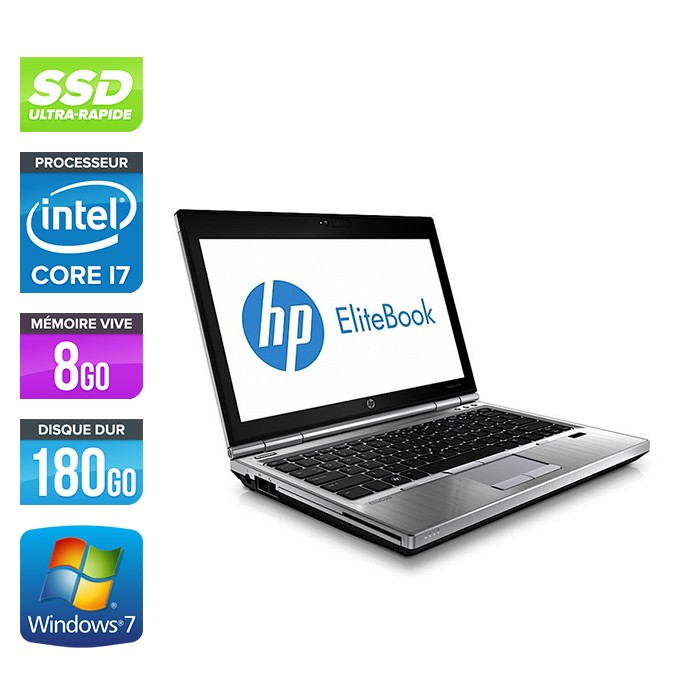 HP EliteBook 2570P - Core i7 - 8 Go - 180Go SSD - Windows 7