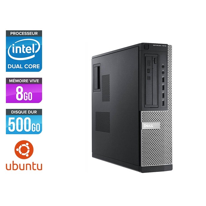 Pc bureau reconditionné - Dell Optiplex 7010 DT - Pentium G645 - 8Go - 500Go HDD - Ubuntu / Linux