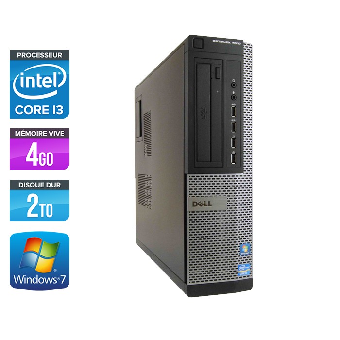 Dell Optiplex 7010 Desktop - Core i3 - 4 Go - 2 To HDD - Windows 7