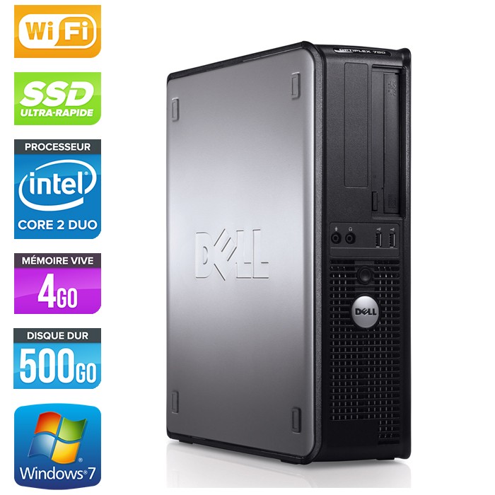 Dell Optiplex 780 Desktop - Core 2 Duo E7500 - 4Go - 500Go SSD - Wifi