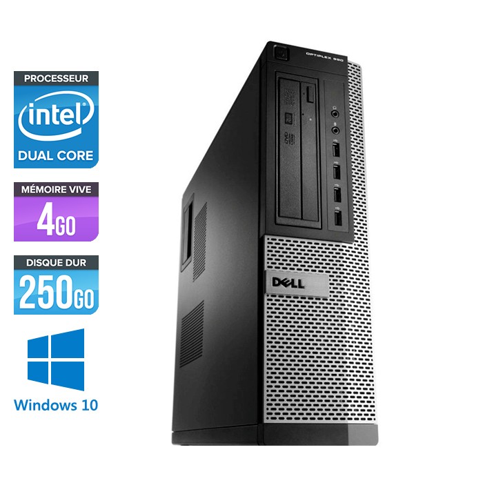 Pc bureau reconditionné - Dell Optiplex 790 Desktop - G630 - 4Go - 250Go HDD - Windows 10
