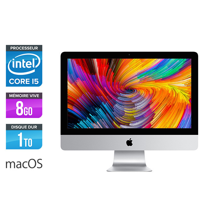 PC Tout-en-un reconditionné AIO Apple iMac 21.5 - i5 - 8Go - 1To HDD + 28Go SSD NVMe - macOS