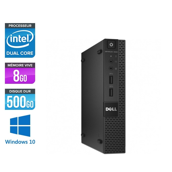 Dell 3020 Micro - G3250T - 8Go - 500Go HDD - W10