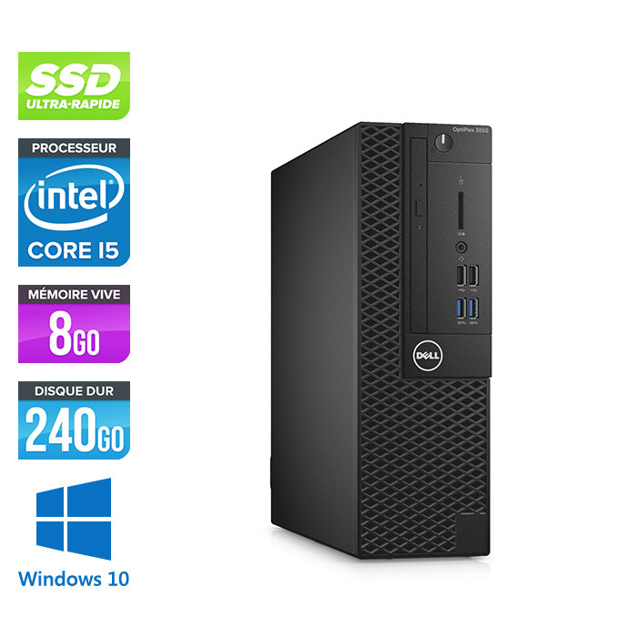 Pc de bureau Dell 3050 SFF - Intel Core i5 7500 - 8Go - 240Go SSD - W10