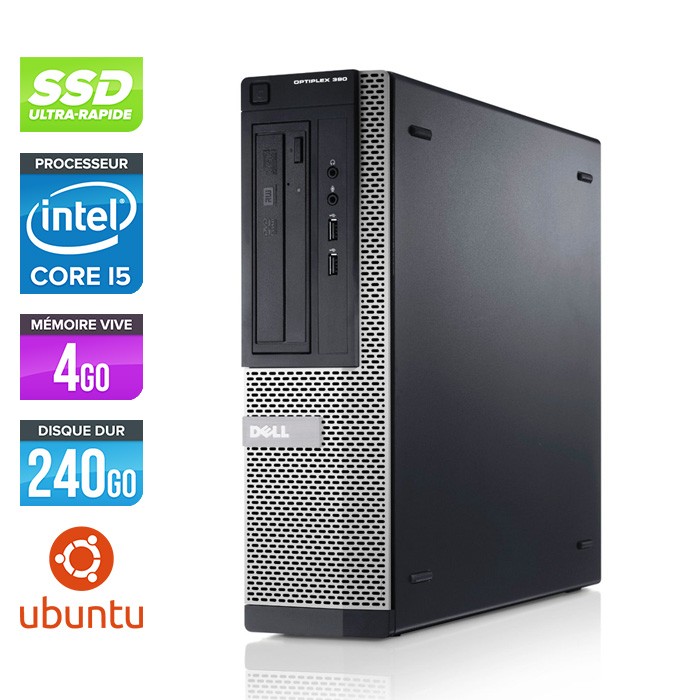 Dell Optiplex 390 Desktop - i5 2400 - 4Go - 240 Go SSD - Ubuntu - Linux