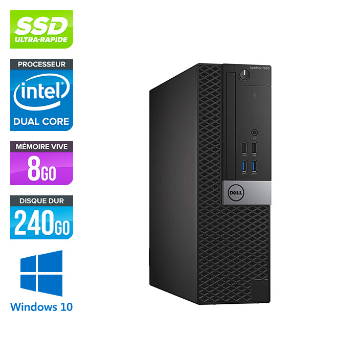 Pc de bureau Dell Optiplex 5050 SFF reconditionné - Intel pentium - 8Go - 240Go SSD - Windows 10