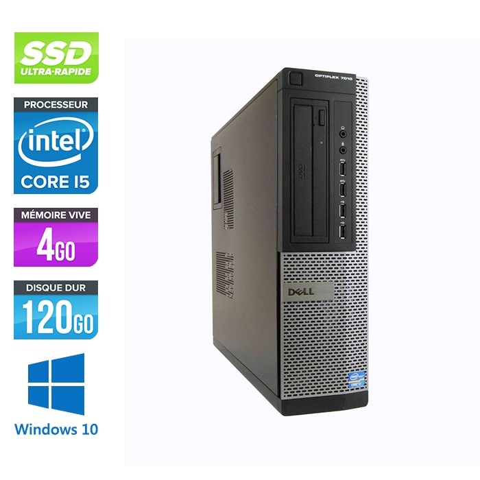Pc bureau reconditionné - Dell Optiplex 7010 DT - Core i5 - 4Go - 120Go SSD - Windows 10