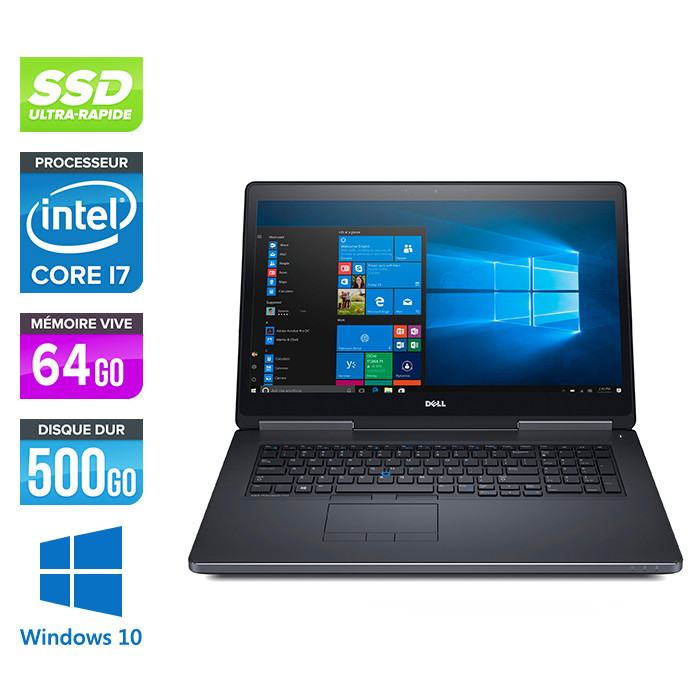 Dell Precision 7720 - i7 - 64Go - 500Go SSD - NVIDIA Quadro P3000 - Windows 10