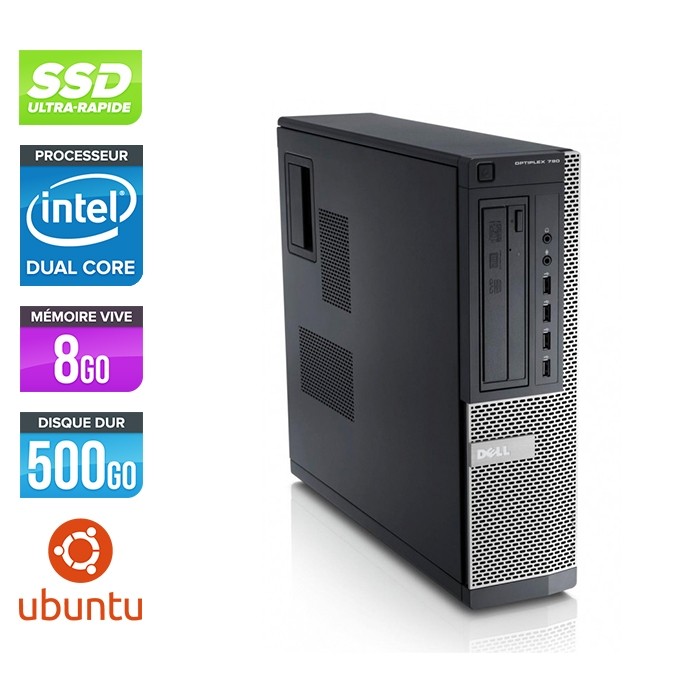 Dell Optiplex 790 Desktop - G630 - 8Go - 500Go SSD - Ubuntu