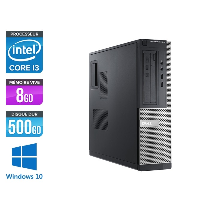 Pc de bureau reconditionné - Dell Optiplex 3010 DT - i3 - 8Go - 500Go HDD - Windows 10