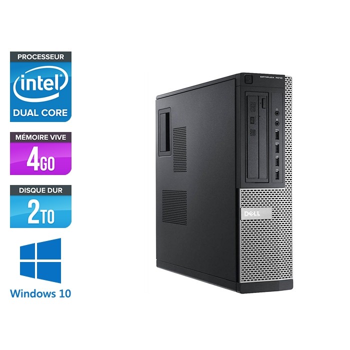 Pc bureau reconditionné - Dell Optiplex 7010 DT - Pentium G645 - 4Go - 2To HDD - Windows 10