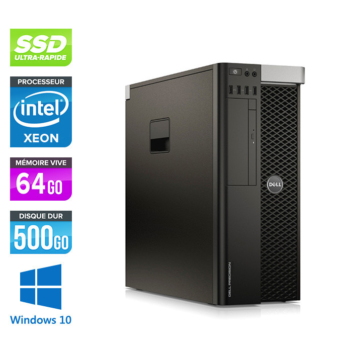 Pc workstation bureau reconditionnée - Dell Precision 5810 - Xeon - 64Go  DDR4 - 500Go SSD - Nvidia Quadro P4000 - W10 - Trade Discount