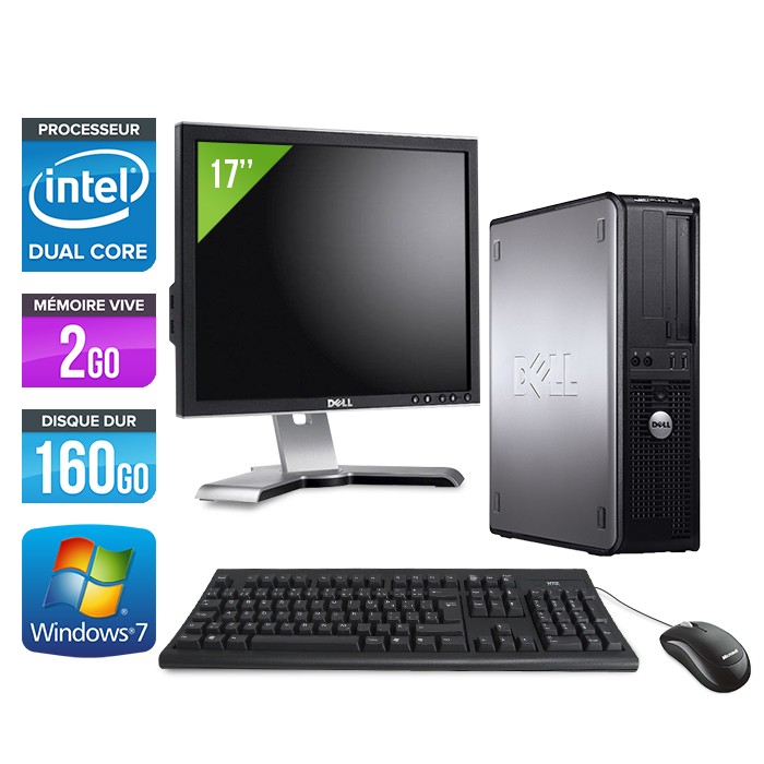 Dell Optiplex 780 Desktop + Ecran 17" - E5300 - 2Go - 160Go