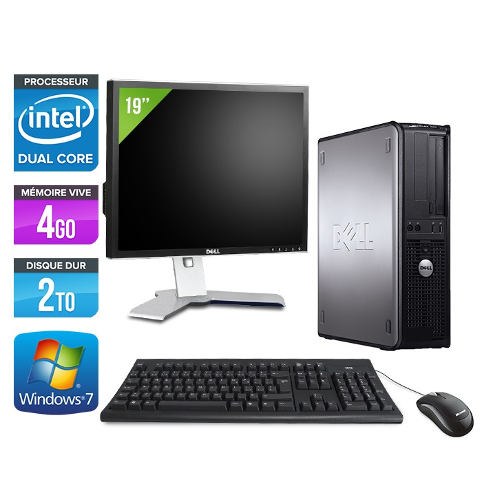 Dell Optiplex 780 Desktop - E5300 - 4Go - 2To + Ecran 19"