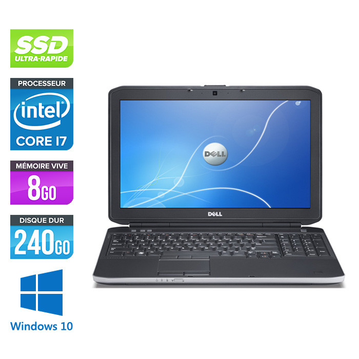 Pc portable reconditionné - Dell Latitude E5530 - i7 3520M -  8Go - 240Go SSD - 15.6'' FHD - Windows 10