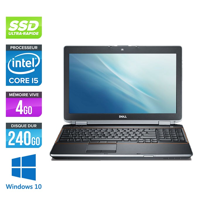 Dell Latitude E6520 - Core i5 - 4Go - 240Go SSD - Webcam - Windows 10