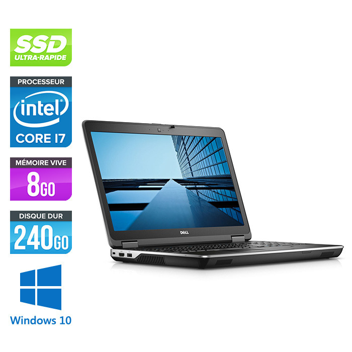 Pc portable - Dell Latitude E6540 reconditionné - 15.6 FHD - i7 4800MQ - 8Go - 240Go SSD - AMD Radeon HD 8790M - Windows 10 Pro 