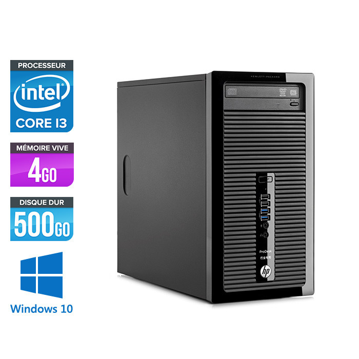 HP ProDesk 400 G2 Tour - reconditionné - i3 - 4Go DDR3 - 500Go - HDD - Windows 10