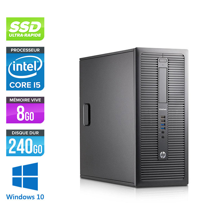 HP EliteDesk 600 G1 Tour - i5 - 8Go - 240Go SSD - Windows 10