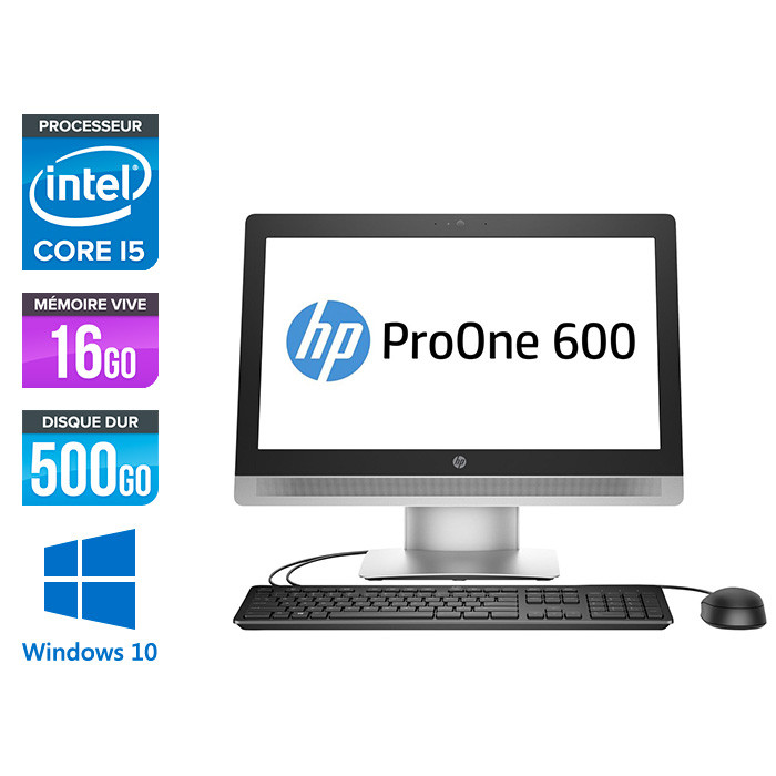 PC Tout-en-un HP ProOne 600 G2 AiO - i5 - 16Go - HDD 500Go - Windows 10