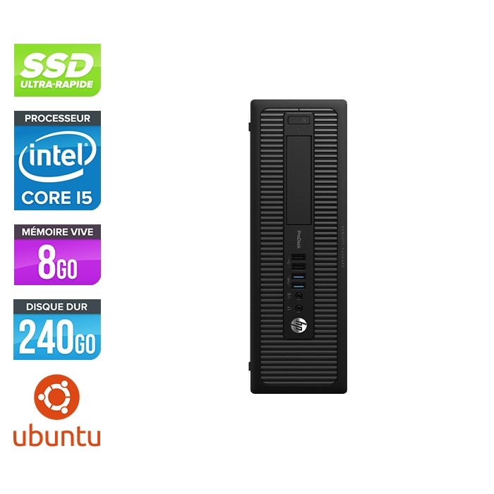 HP ProDesk 600 G2 SFF - i5-6500 - 8Go DDR4 - 240Go SSD - Ubuntu / Linux