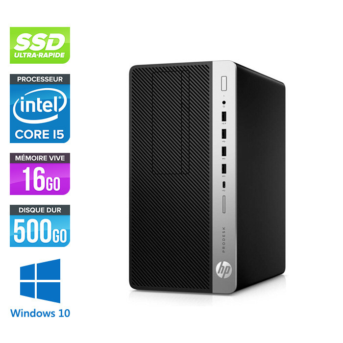 HP ProDesk 600 G4 Tour - i5-8500 - 16Go DDR4 - 500Go SSD - Windows 10