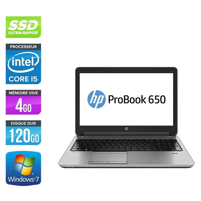 HP 650 G1 - i5 - 4Go - 120Go SSD -15.6'' - Windows 7