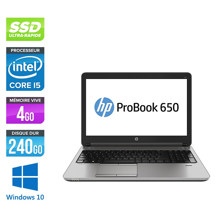 Pc portable reconditionné - HP ProBook  650 G1 - i5 - 4Go - 240Go SSD -15.6'' - Win10