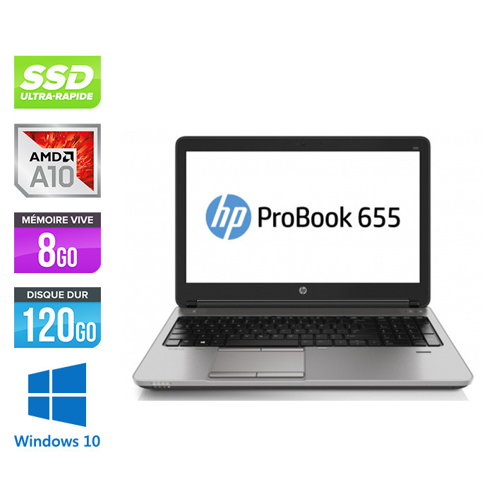 HP ProBook 655 G1 - AMD A10 - 8Go - 120Go SSD - 14'' HD - Windows 10