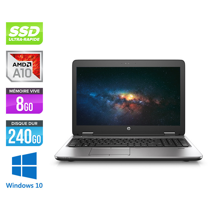 Pc portable reconditionné - HP ProBook 655 G2 - AMD A10 - 8Go - 240Go SSD - 14'' HD - Windows 10 - État correct