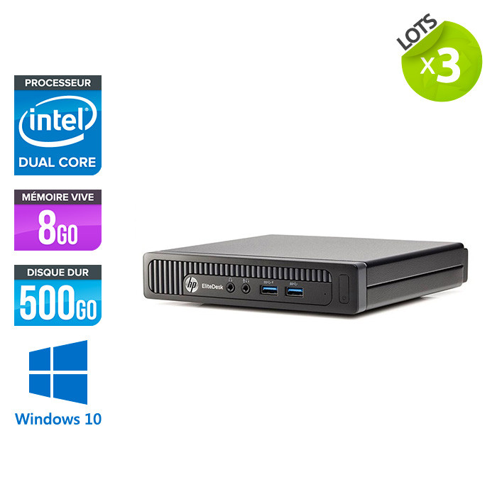 Lot de 3 HP EliteDesk 800 G1 DM - Pentium - 8Go - 500Go HDD - Windows 10