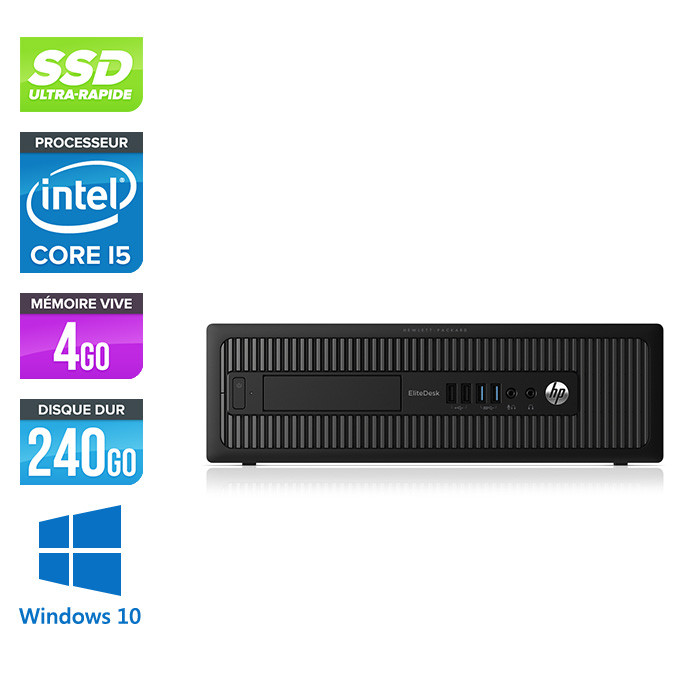 Ordinateur de bureau - HP EliteDesk 800 G1 SFF reconditionné - i5 - 4Go - 240Go SSD - Windows 10