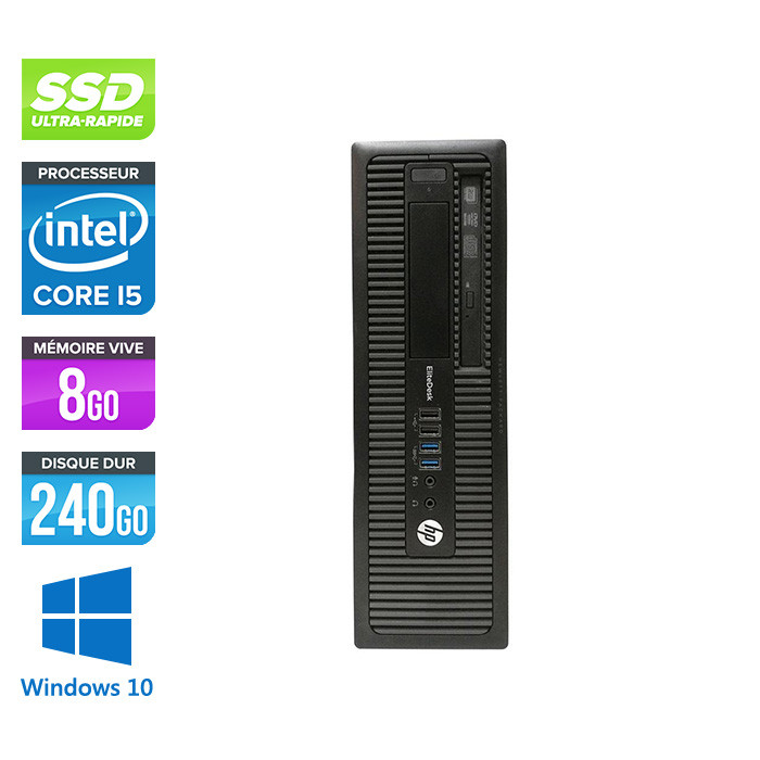 Ordinateur de bureau - HP EliteDesk 800 G1 SFF reconditionné - i5 - 8Go - 240Go SSD - Windows 10