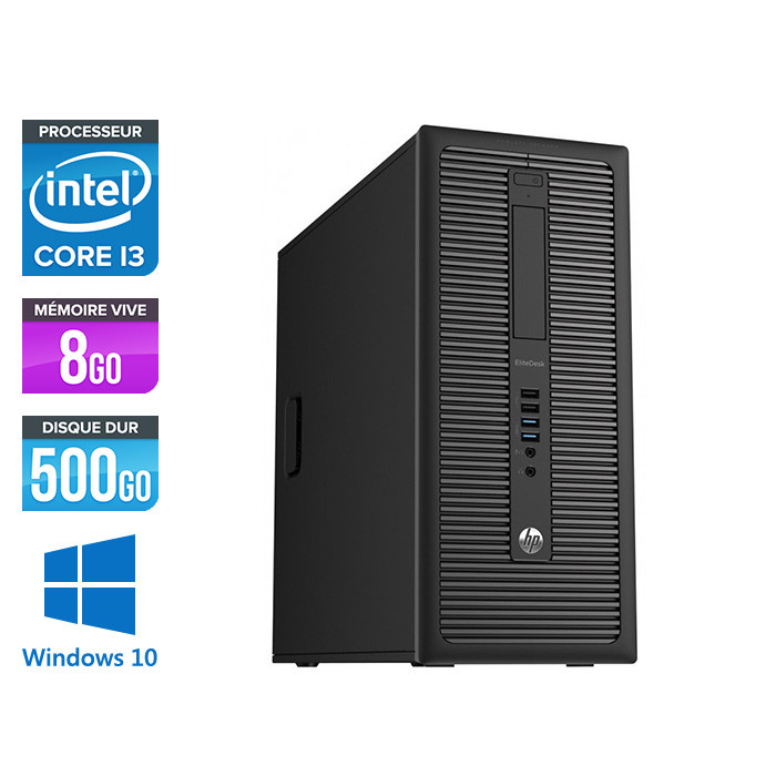 HP EliteDesk 800 G1 Tour - i3 - 8Go - 500Go HDD - Windows 10