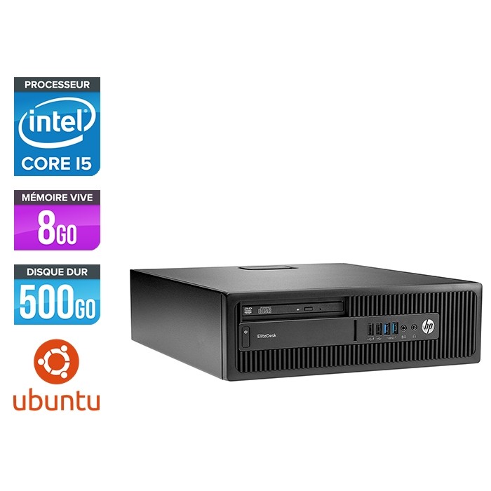 HP EliteDesk 800 G2 SFF - i5 - 8Go DDR4 - 500Go HDD - Ubuntu / Linux