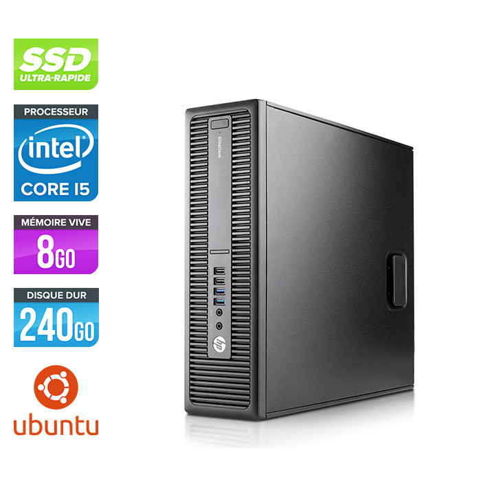 HP EliteDesk 800 G2 SFF - i5 - 8Go DDR4 - 240Go SSD - Ubuntu / Linux