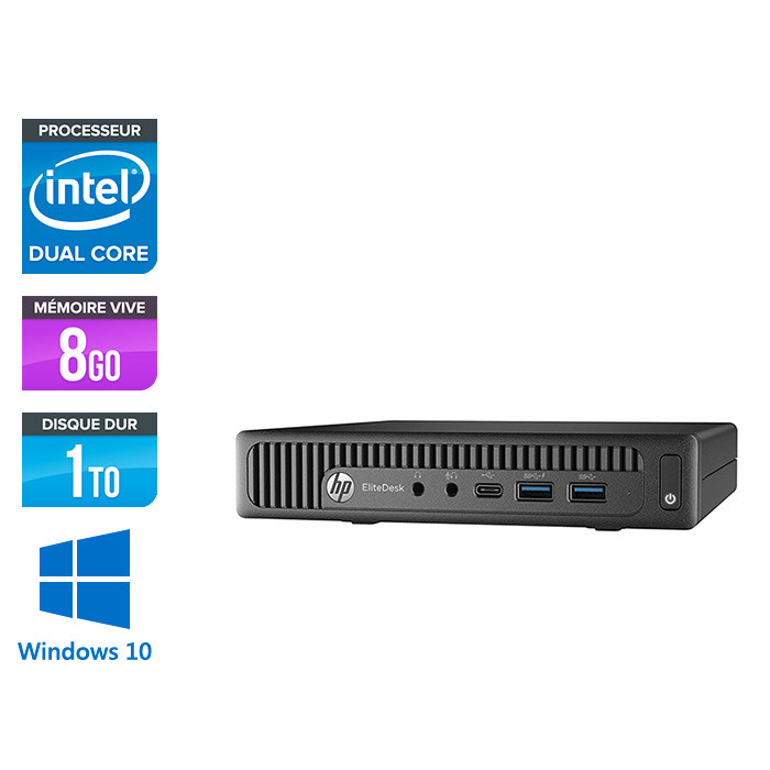 Pc de bureau HP EliteDesk 800 G2 DM reconditionné - G440T - 8Go DDR4 - 1To HDD - Windows 10