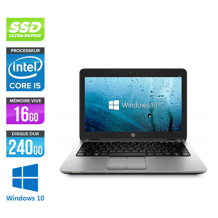 Ordinateur portable reconditionné - HP Elitebook 820 - i5 4200U - 16 Go - SSD 240 Go - Windows 10