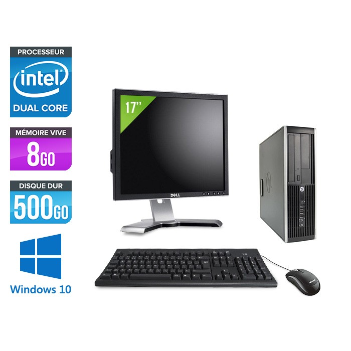 HP Elite 8200 SFF + Ecran 17" - Intel G840 - 8Go - 500Go - Windows 10
