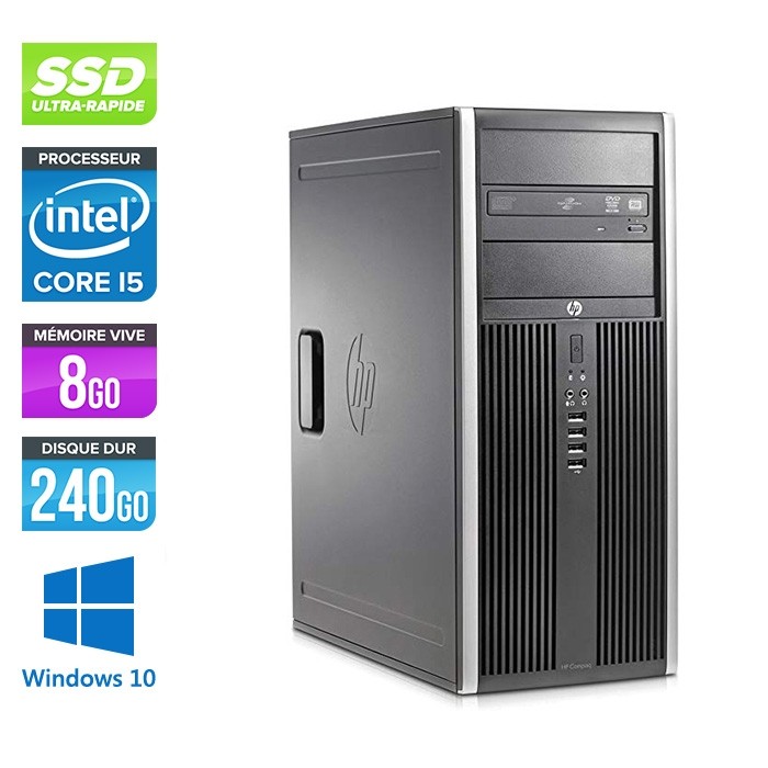 Pc de bureau - Unité centrale reconditionné HP Elite 8200 Tour - Core i5 - 8Go RAM - SSD 240Go - Windows 10