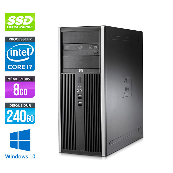 Ordinateur de bureau reconditionné - HP Elite 8300 Tour - Core i7 - 8Go - 240Go SSD - Windows 10