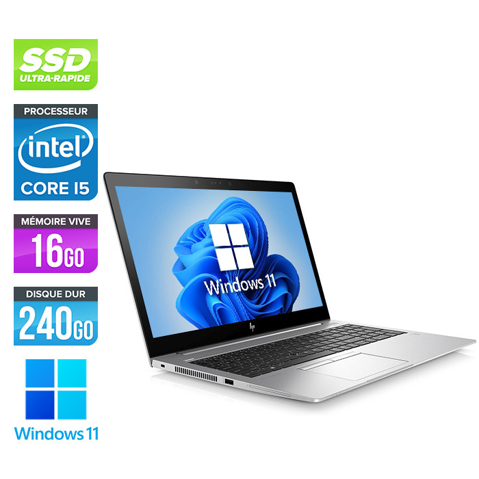 HP Elitebook 850 G6 - i5-8265U - 16 Go - 240Go SSD - HD - Windows 11