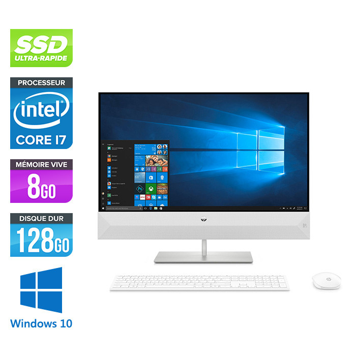 PC Tout-en-un HP Pavilion 27-xa0112nf AiO - Intel Core i7 - 8Go DDR4 - 128Go SSD - 1To HDD - NVIDIA GeForce MX350 2Go - 27" Full-HD - Windows 10 Famille