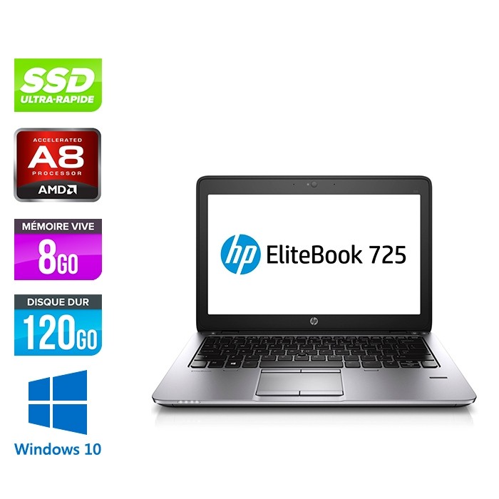 HP Elitebook 725 G2 - i5 - 8Go - SSD 120Go - 12.5'' - Windows 10