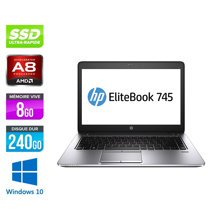 HP Elitebook 745 G3 - A8 8600B - 8Go - SSD 240Go - 14'' - Windows 10