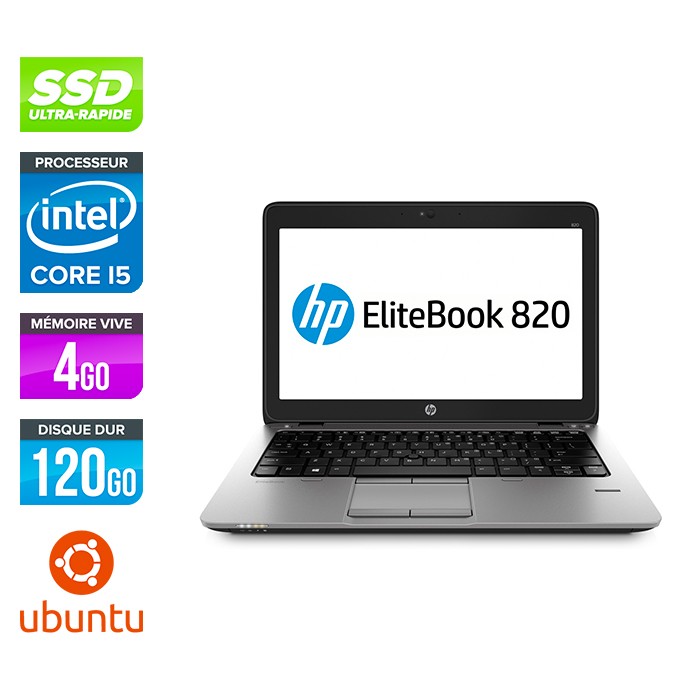 HP Elitebook 820 - i5 4300U - 4Go - 120 Go SSD  - Ubuntu - linux