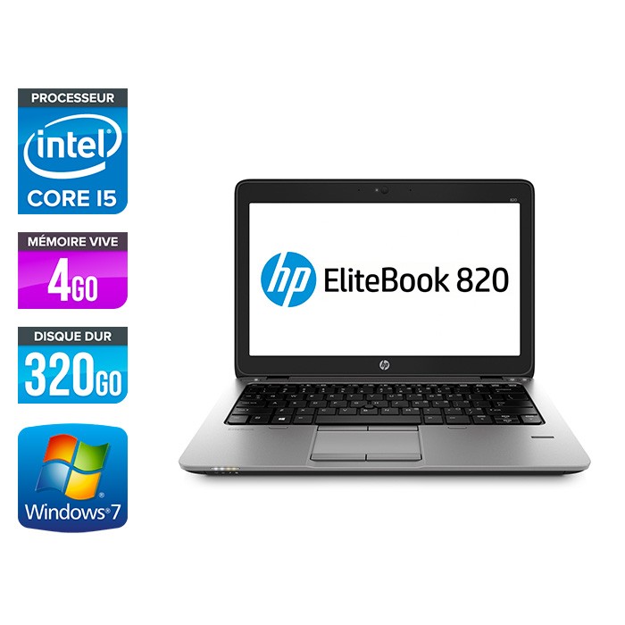 HP Elitebook 820 - i5 4300U - 4Go - 320Go HDD - Windows 7