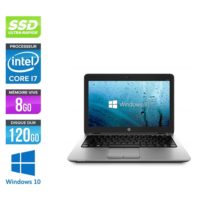 Ordinateur portable reconditionné - HP Elitebook 820 G2- i5 5300U - 8Go - 120 Go SSD - Windows 10